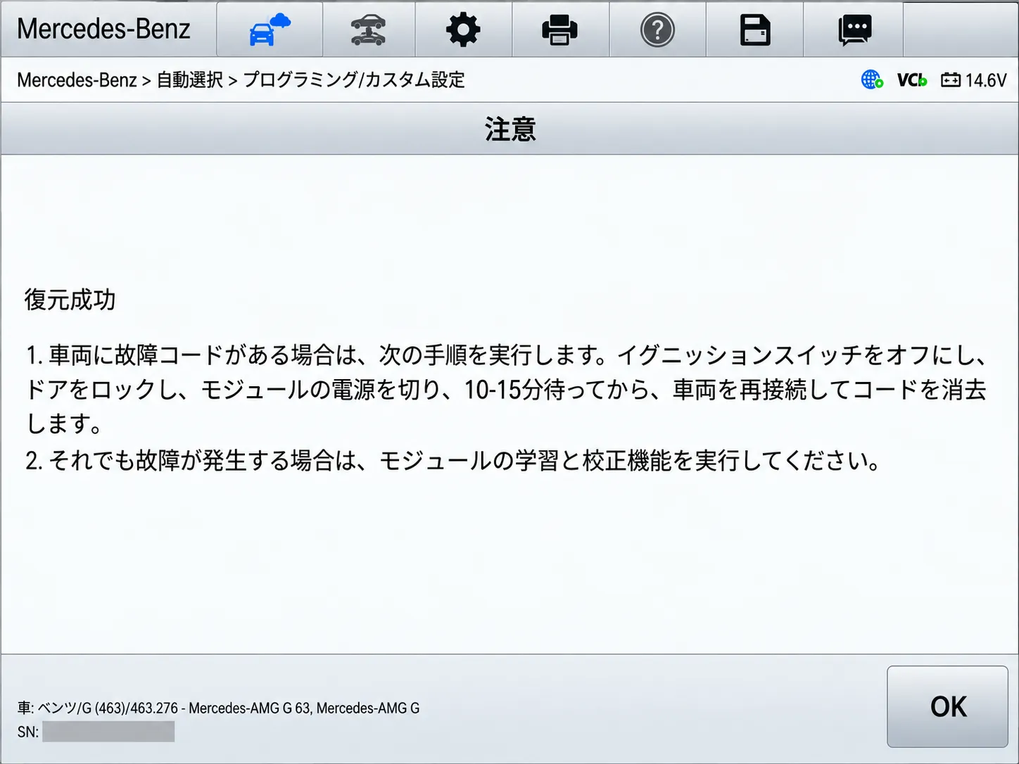 * 左右ヘッドライト制御ユニットのソフト更新 * コーディング / 復元作業実施